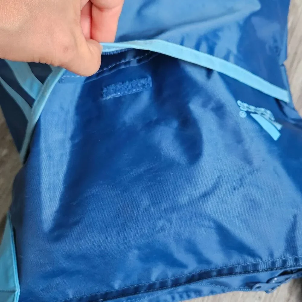 Adidas Blue Nylon Tote Shoulder Gym Light Travel 3 Stripe Logo Bag‎ Rare HTF